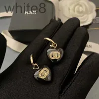 Charm Designer New Black Enamel Diamond Peach Heart Earrings Classic Light Luxury Small XJGY