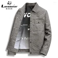 Men's Jackets Spring And Autumn Thin Bamboo Fiber Printed Lapel Jacket Youth Men's Casual Fashion
