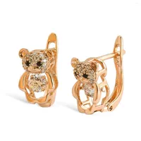 Stud Earrings Hanreshe 585 Rose Gold Color Fashion Jewelry Party Crystal Cute Cartoon Panda Pretty Zircon Earring Women Gift