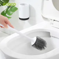 Toilet Brushes Holders ECOCO Silicone Head Toilet Brush Quick Draining Clean Tool Wall-Mount Or Floor-Standing Cleaning Brush Bathroom Accessories 230331