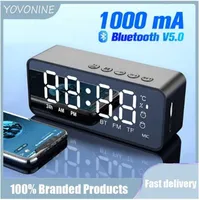 Portable Speakers YOVONINE Wireless Bluetooth Speaker FM Radio SoundBox Desktop Alarm Clock Subwoofer Music Player TF Card Bass Boom For All Phone Z0331