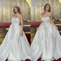 Princess Diamonds Wedding Dress Luxury Full Beads Strapless Bridal Gowns Vestido De Novia Detachable Train Robe De Mariee