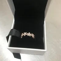 NEW 18K Rose Gold CZ Diamond RING Set Original Box for Pandora Real 925 Silver flowers Fashion Luxury Wedding Ring For Women226A