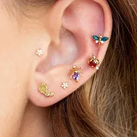 Stud Earrings Mini Zircon Minimal Cartilage Piercing Ear For Women Punk Tragus Small Animal Earring Korean Fashion Jewelry