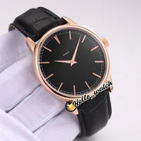New Traditionnelle 43075 000R-B404 43075 Asian 2813 Automatic Mens Watch Rose Gold Case Black Dial Leather Strap Gents Watches Hel270l