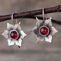 Dangle Earrings 2023 Gorgeous Flower Jewelry Women's Wedding Gift Multi Color Orange Red Blue Purple Stone Pendant