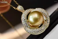 Chains Gorgeous Giant 12-13mm South China Sea Gold Earrings Pearl Pendant Necklace 925s-