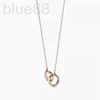 Earrings & Necklace designer 925 Silver Fashion Rose Gold Minimalist Design Double Loop Interlocking Roman Digital Pendant Clavicle Chain ins 1XRW