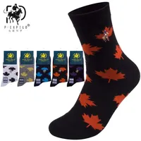 High Quality Brand PIER POLO New Maple Leaf Socks Fashion Casual Cotton Crew Socks Business Embroidery Autumn Winter Men's So259n