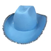 Berets Western Cowboy Caps Blue Cowgirl Hat For Women Girl Po Props Bandana Hats Party Fedora Cap