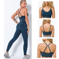 Seamless EBB Woman Sportwear Yoga Set Gym Bra Pad High Waist Pant Fitness Clothing Outfit Suits209r
