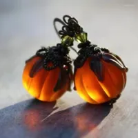 Stud Earrings Halloween Pumpkin Pendant For Women Vintage Creative Crystal Earring Wedding Party Teen Girls Fashion Accessories