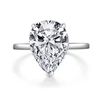 AIYANISHI Romantic Wedding Rings Jewelry Cubic Zirconia Ring for Women Men 925 Sterling Silver 5CT Pear Rings Accessories234E