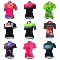 Racing Jackets 2023 Cycling Jersey Women Bike Top Short Sleeve MTB Mountain Ropa Road Bicycle Shirt Female Pink Red
