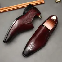 Dress Shoes Oxford Men's Leather Pointed Wedding Casual Summer Black Wine Red Formal