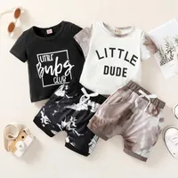 Clothing Sets Toddler Baby Boys Summer Outfit Short Sleeve Letter Print T-shirt Tie Dye Shorts 0-3T