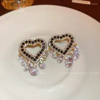 Stud Earrings :Full Crystal Love Tassel For Women Zircon Fringe Drop Earring Jewelry
