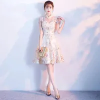 Ethnic Clothing Vintage Chinese Style Wedding Dress Retro Toast Gown Marriage Cheongsam Qipao Party Evening Vestidos
