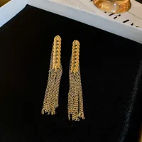 Dangle Earrings Gold Color Long Chain Tassel Wheathead Drop For Women Trendy Geometric Metal Earring Pendant Party Jewelry 2023