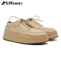 Dress Shoes Thick-Soled Genuine Leather Men's Concise Style Business Casual Fashionable Lace-Up Cow For Man 40-46