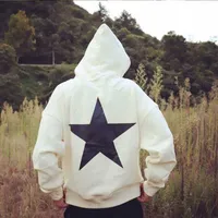Men's Hoodies & 22s Fall and Winter New Fog Double Line Five-pointed Star Trend High Street Style Women's Hooded Sweater LZ3E