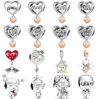 Loose Gemstones 925 Silver Bead Sister Daughter Friend Wife Family Love Heart Pendant Charms Fit Original Bracelets Jewelry