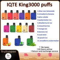 Original IQTE King 3000 Puffs Disposable Vape Pen E Cigarette With 1100mah Battery 9ml pre-filled pods Device vs Black Sheep Gunnpod vp Air Bar Max Kangvape