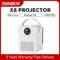 Projektörler ININBOX X8 Projektör Android Mini Akıllı Taşınabilir Ev Sineması Sineması 1280*720 HD 1080P Video Filmi WiFi LED Beamer Projektörleri Z0331