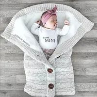 Sleeping Bags born Baby Winter Warm Infant Button Knit Swaddle Wrap Swaddling Stroller Toddler Blanket baby 230331