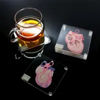 Anatomic Heart Specimen Coasters Heart Slice Anatomy Acrylic Square Coasters Beverage Cup Mat Home Bar Kitchen Decor Party Favor 2271q