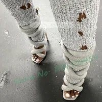 Sandals Grey Soft Cross Strap Women Summer Chic Thick Trend Gladiator High Heel Shoes Sexy Ladies Cotton Filling Special