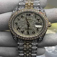 Homens de moda personalizados relógios de moda árabe em escala digital assistir diamante dourado assistir full diamp tira relógio automático mecânico w1949