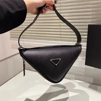 Triangle Crossbody Bag Plain Shoulder Bags Handbags Purse Genuine Leather Zipper Closure Fashion Letters Silver Hardware Women Wallets
