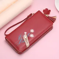 Wallets Women's Wallet PU Leather Zipper Long Black apricot Pink Red Blue Light Grey Brown Hasp Card Holder Female Cellphone Clutch Bag