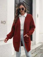 Women's Knits Autumn Winter Knitted Cardigan Women 2023 Fashion Long Sleeve Pocket Vintage Solid Loose Ladies Casual Oversized Sweaters Coat