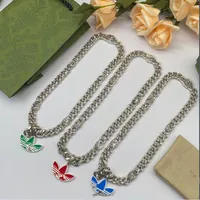 Pendant Necklaces High Quality Luxury Brand Fashion Jewelry Blue Green Red Flower Petal New Necklace