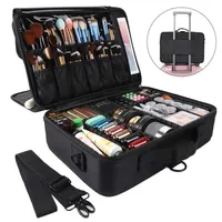 Cosmetic Bags Cases Professional Makeup Organizer Travel Beauty Case For Make Up Bolso Mujer Storage Bag Nail Tool Box Suitcases 230331