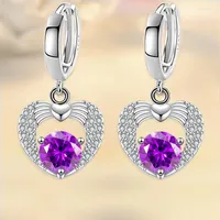 Dangle Earrings Luxury Female Crystal Zircon Stone Drop White Heart Round Boho Long Wedding For Women