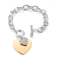 Charm Bracelets Gold Love Heart For Women Luxury Gift Accessories Silver Color Big Link Chain KPOP Trendy Jewelry 2023