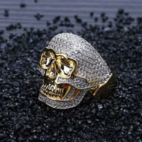 iced out rings for men hip hop luxury designer mens bling diamond gold skull ring 18k gold plated skeleton rapper Ring jewelry lov246y