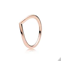 Rose Gold Polished Wishbone Rings for Pandora Real Sterling Silver Wedding designer Jewelry Ring For Women Girlfriend Gift Love ring set with Original Box