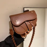 2023 New Fashion Saddle Women Evening Bag One Shoulder Handle Casual Hasp Zipper PU Material Polyester Inside Trend Handbags