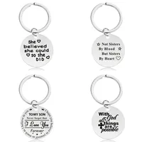 Trendy Circle Stainless Steel Letters Designer Keychain Inspirational I Love You Key Chain Keyring For Fathers Mothers Day Silver Car Keychains Mum Dad Friend Gift