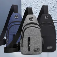 Outdoor Bags Men Shoulder USB Charging Earphones Cable Hole Crossbody For Anti Theft Sports Chest Bag Short Trip Messengers