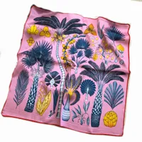 Brand Designer Silk Scarf for Women Luxury Silk Plaid Camellia Headband Pattern Scarf Coconut Tree Pineapple Designer Print Shawl Gifts Fashion Without box