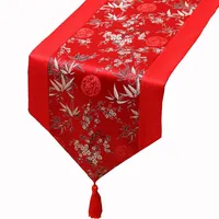 150 x 33 cm short Long Bamboo Silk Satin Table Runner Home Decoration Damask Coffee Table Cloth Rectangular Christmas Table Mats297i