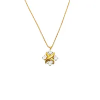 X-Shaped Four Diamond Necklace With Simple Inlaid Super Flash Cross Pendant Clavicle Chain