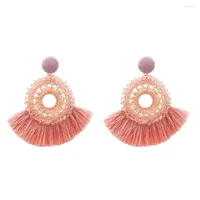 Dangle Earrings Bohemian Pink Cotton Tassel For Women Fringed Statement Drop Earring Handmade Party Jewelry Gift Ethnic Brincos