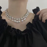 Choker Elegant White Imitation Pearl Necklace Clavicle Chain Fashion Crystal For Women Wedding Jewelry Collar