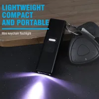 BORUiT Self Defense Keychain Flashlight with Electric Shock Function Super Bright Waterproof Mini LED Key Light Poket Torch 2202121965